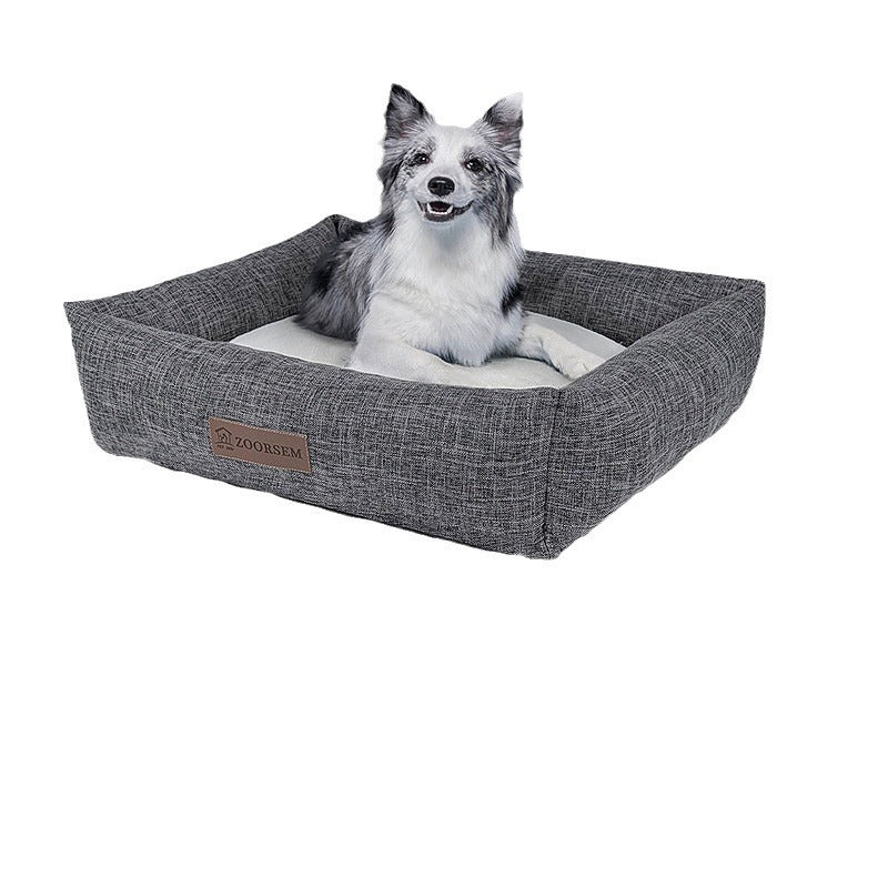 Autumn And Winter Warm Linen Square Comfortable Dogs Bed